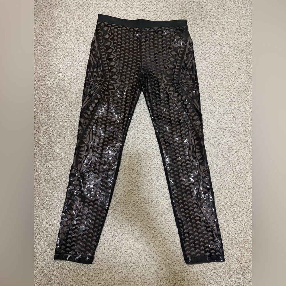 BCBGMaxAzria Black Dena Mosaic Sequence Legging Large - Picture 12 of 15